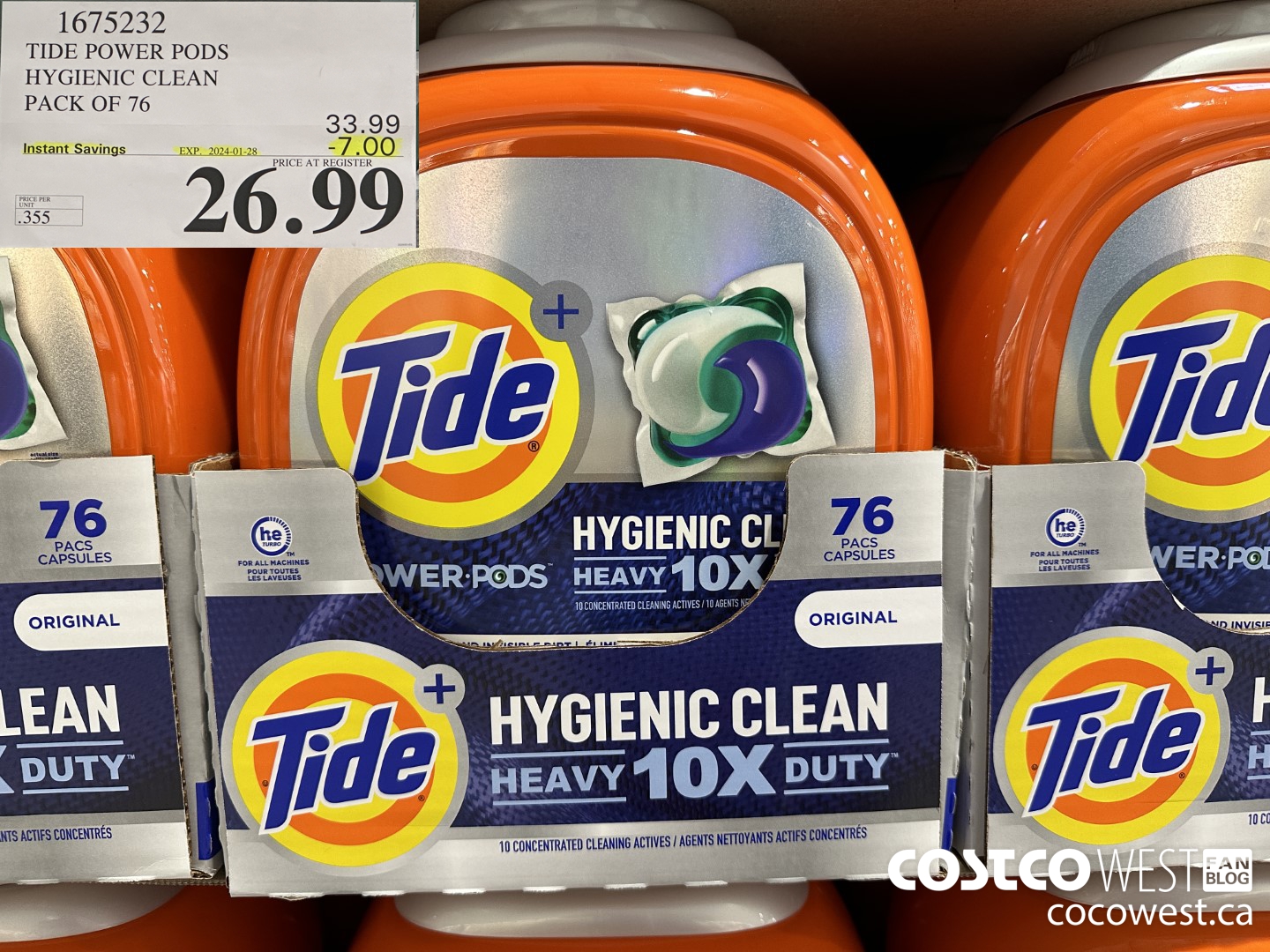 1675232 TIDE POWER PODS HYGIENIC CLEAN PACK OF 76 ($7.00 INSTANT SAVINGS EXPIRES ON 2024-01-28) $26.99
