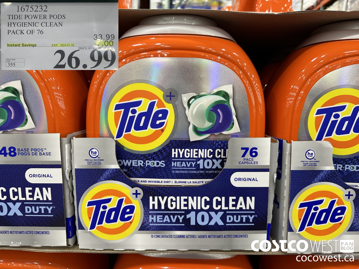 1675232 TIDE POWER PODS HYGIENIC CLEAN PACK OF 76 ($7.00 INSTANT SAVINGS EXPIRES ON 2024-01-28) $26.99