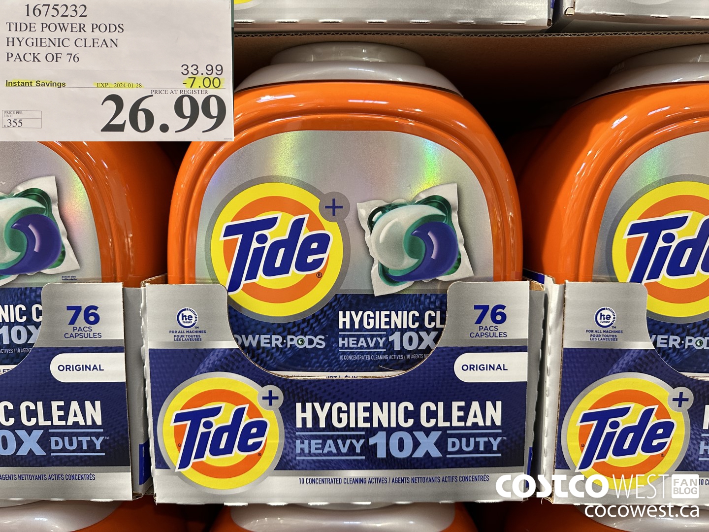 1675232 TIDE POWER PODS HYGIENIC CLEAN PACK OF 76 ($7.00 INSTANT SAVINGS EXPIRES ON 2024-01-28) $26.99