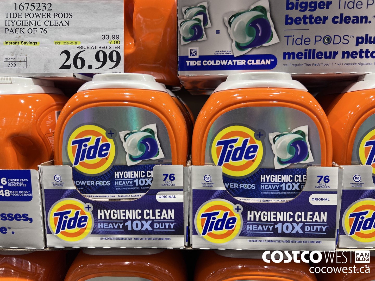 1675232 TIDE POWER PODS HYGIENIC CLEAN PACK OF 76 ($7.00 INSTANT SAVINGS EXPIRES ON 2024-01-28) $26.99