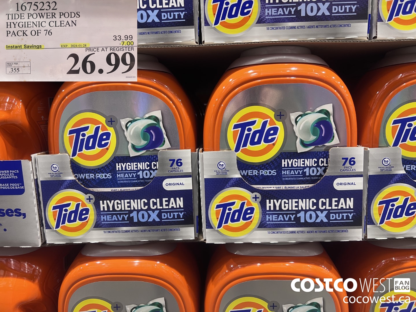 1675232 TIDE POWER PODS HYGIENIC CLEAN PACK OF 76 ($7.00 INSTANT SAVINGS EXPIRES ON 2024-01-28) $26.99