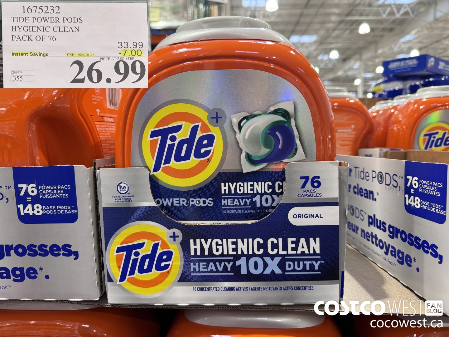 1675232 TIDE POWER PODS HYGIENIC CLEAN PACK OF 76 ($7.00 INSTANT SAVINGS EXPIRES ON 2024-01-28) $26.99
