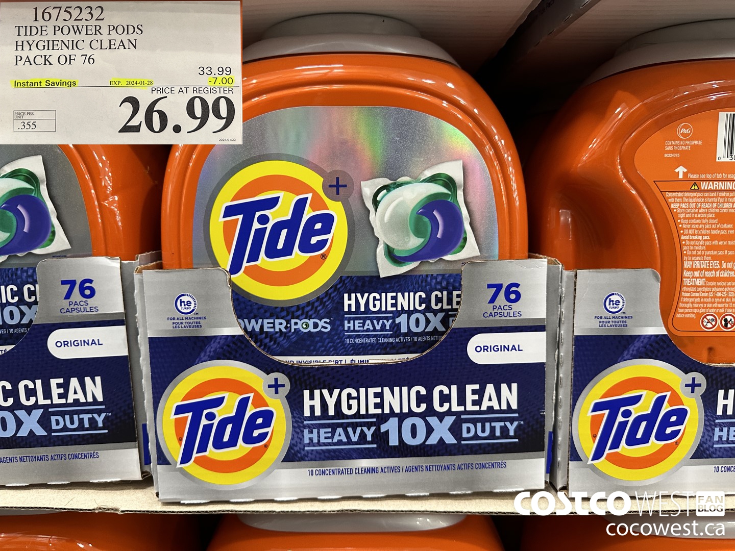 1675232 TIDE POWER PODS HYGIENIC CLEAN PACK OF 76 ($7.00 INSTANT SAVINGS EXPIRES ON 2024-01-28) $26.99