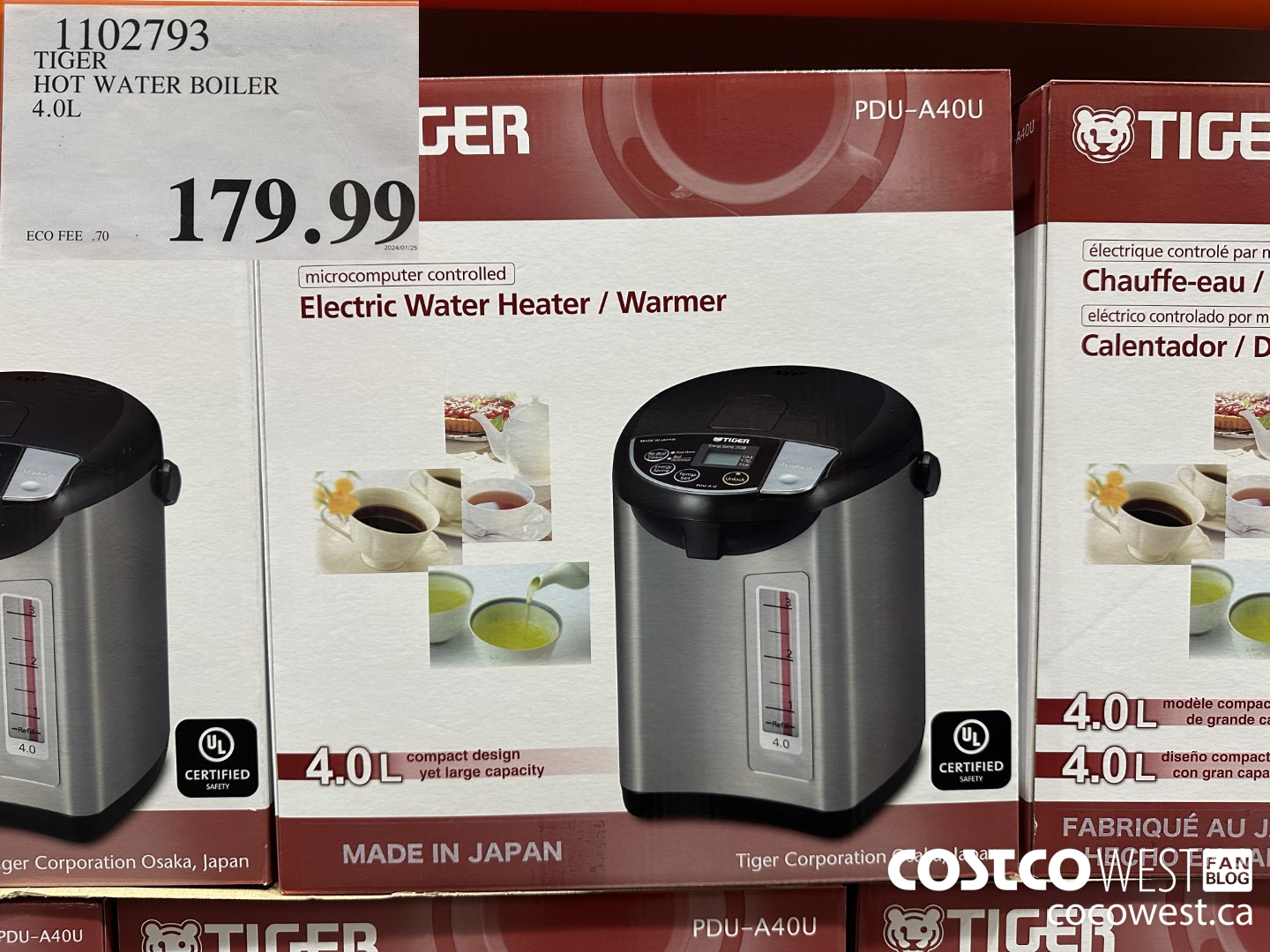 1102793 TIGER HOT WATER BOILER 4.0L $179.99
