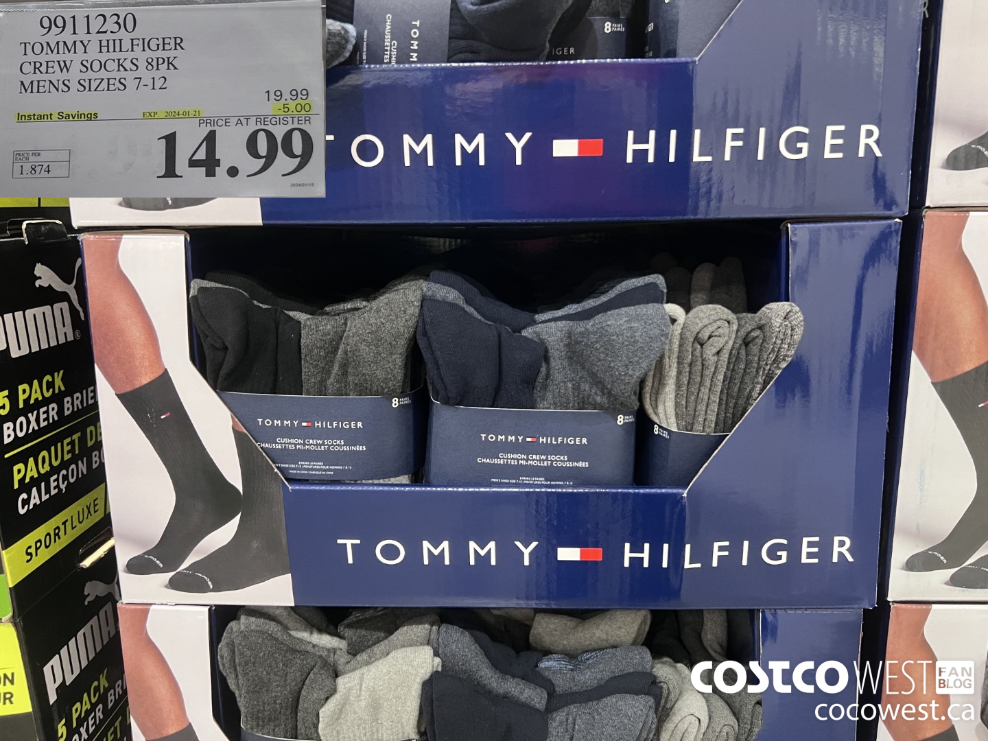 9911230 TOMMY HILFIGER CREW SOCKS 8PK MENS SIZES 7-12  ($5.00 INSTANT SAVINGS EXPIRES ON 2024-01-21) $14.99
