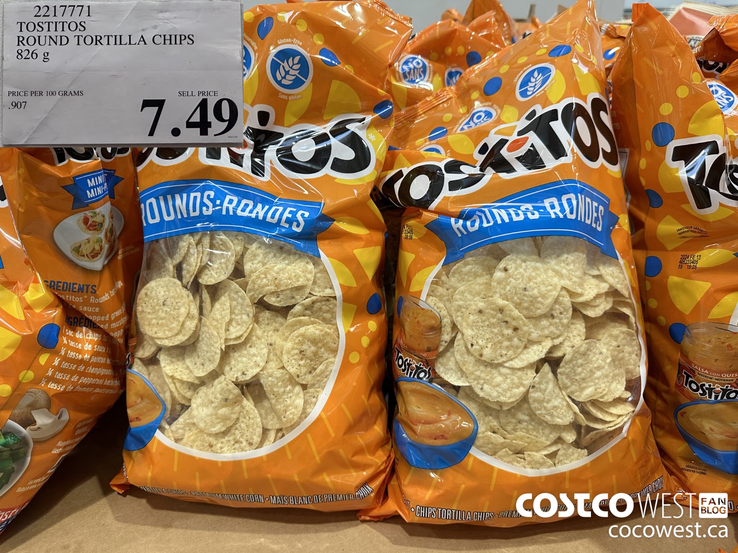 2217771 TOSTITOS ROUND TORTILLA CHIPS 826 G $7.49