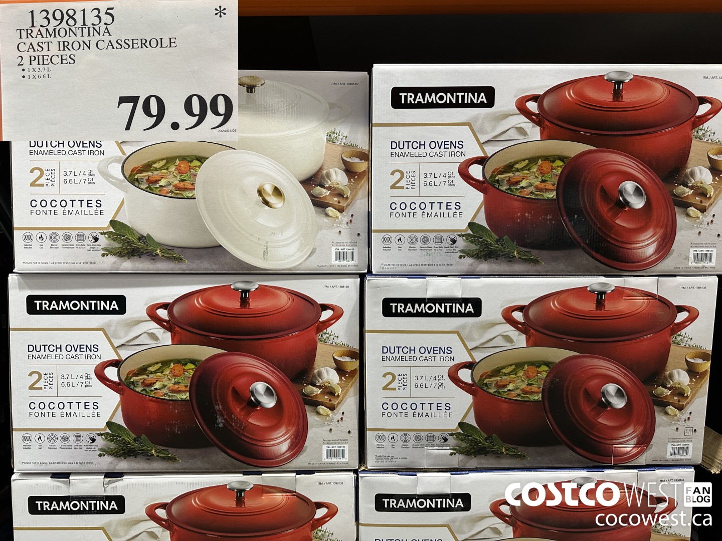 1398135 TRAMONTINA CAST IRON CASSEROLE 2 PIECE $79.99
