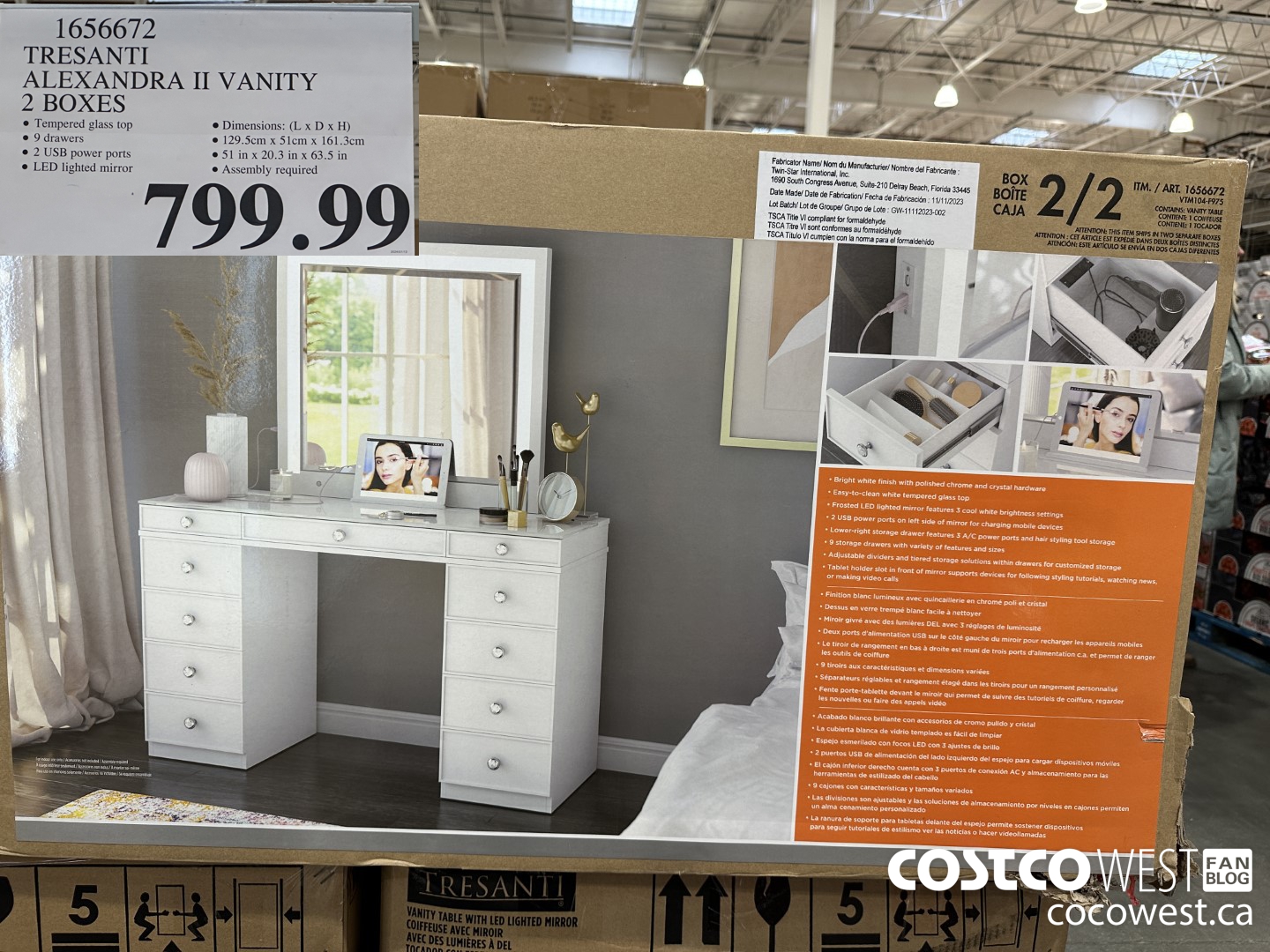 1656672 TRESANTI ALEXANDRA II VANITY 2 BOXES $799.99