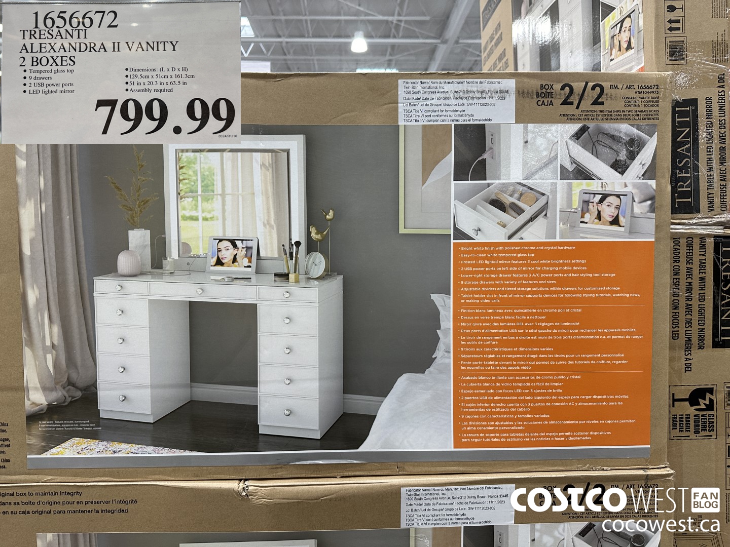 1656672 TRESANTI ALEXANDRA II VANITY 2 BOXES $799.99