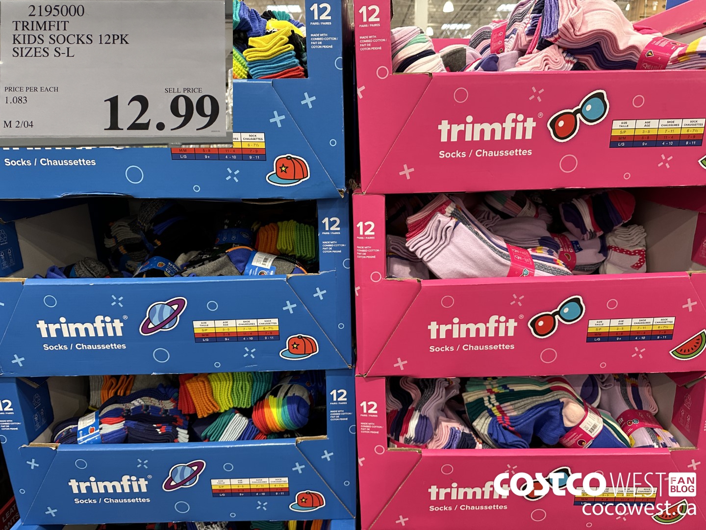 2195000 TRIMFIT KIDS SOCKS 12PK SIZE S-L $12.99