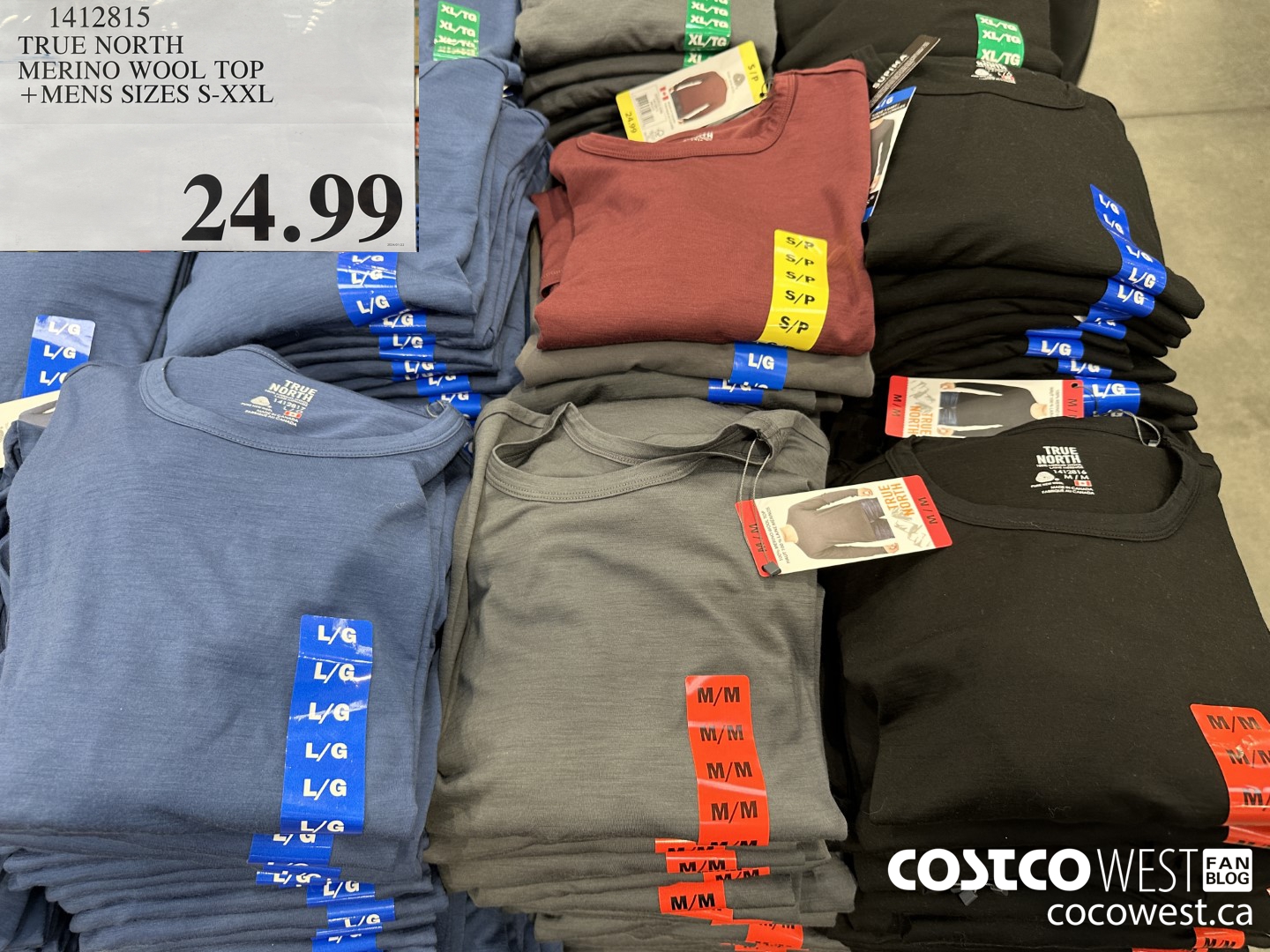 1412815 TRUE NORTH MERINO WOOL TOP MENS SIZES S-XXL $24.99