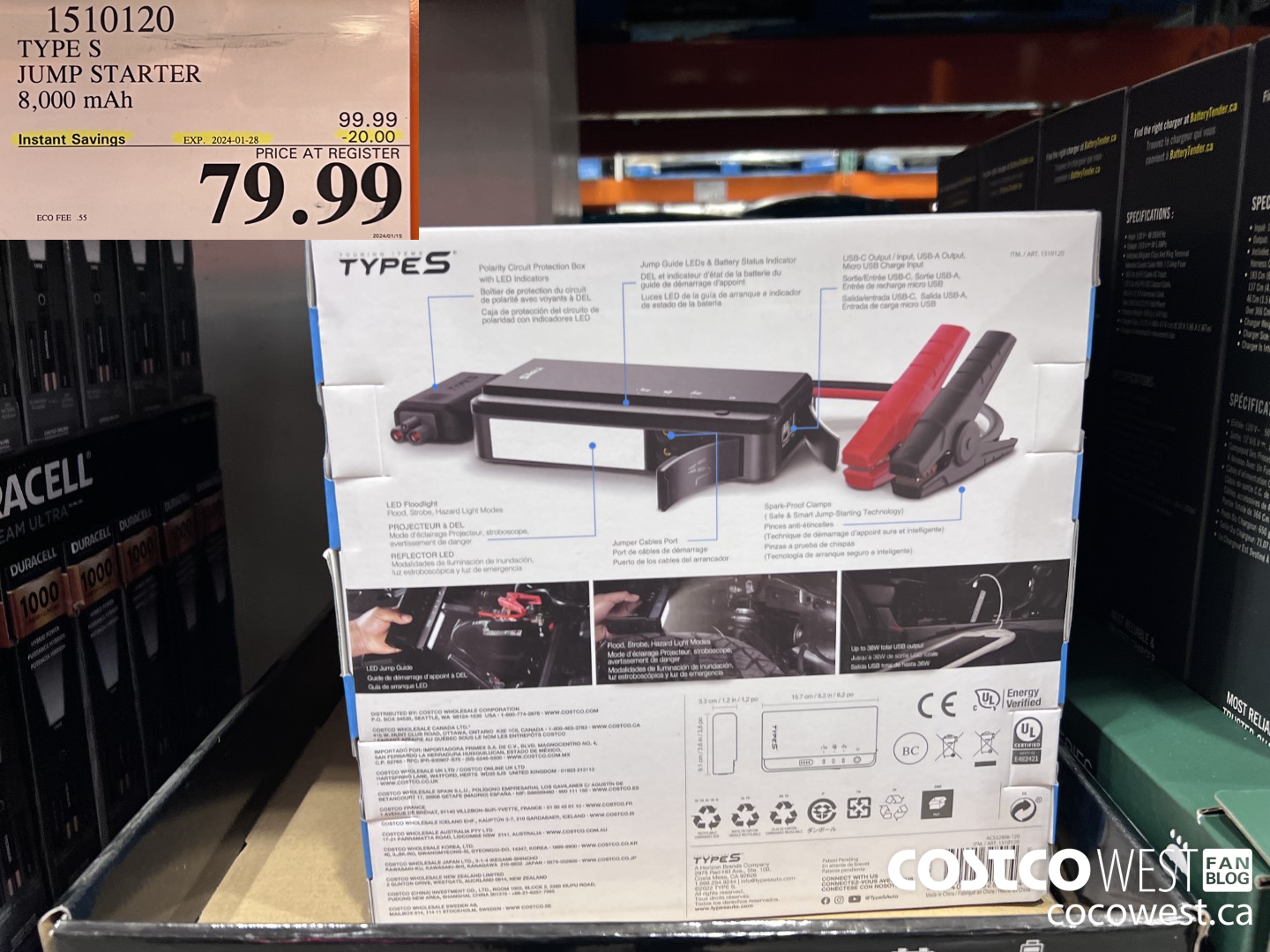 1510120 TYPE S JUMP STARTER 8,000 MAH ($20.00 INSTANT SAVINGS EXPIRES ON 2024-01-28) $79.99