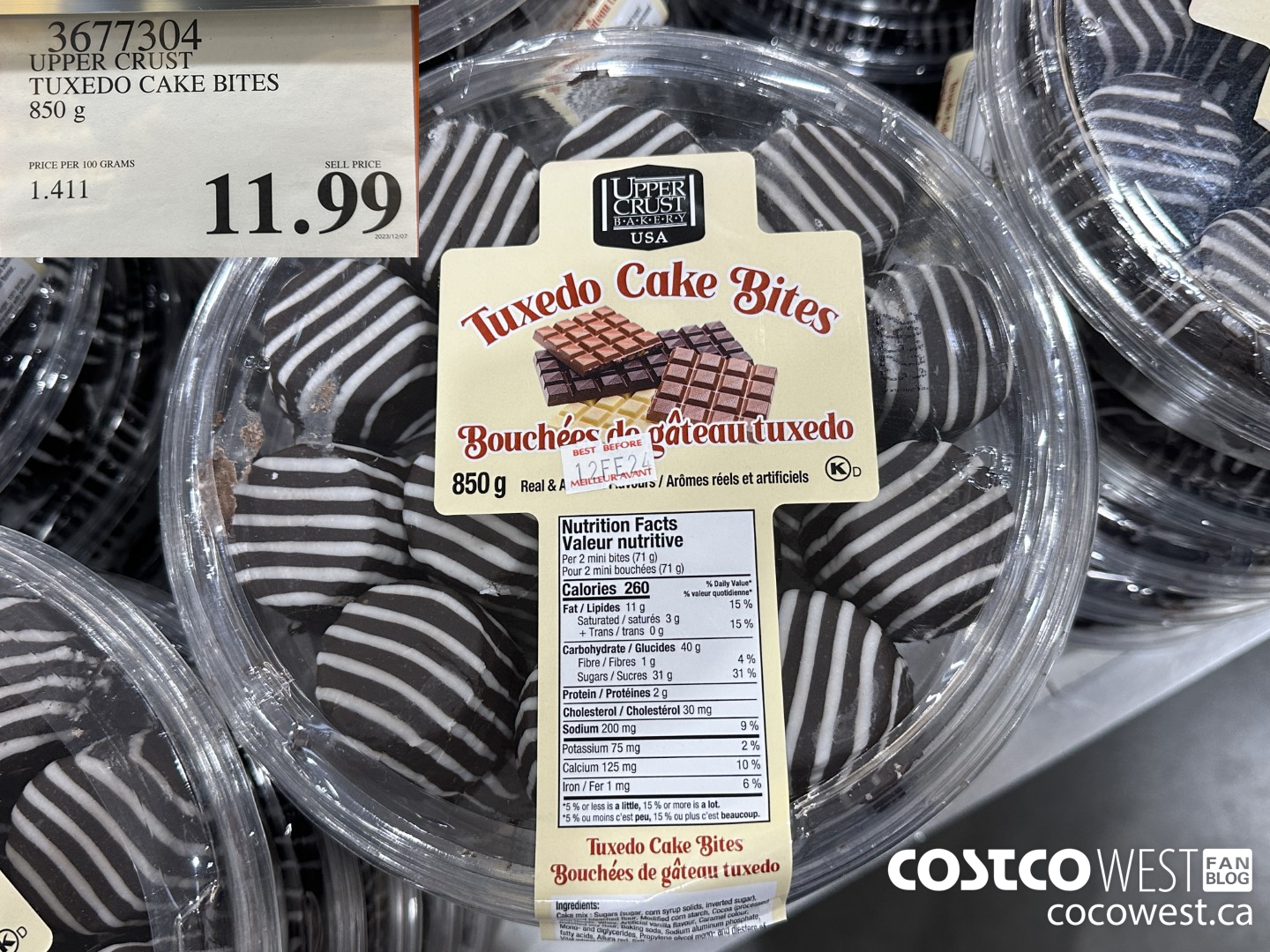 3677304 UPPER CRUST TUXEDO CAKE BITES 850 G $11.99