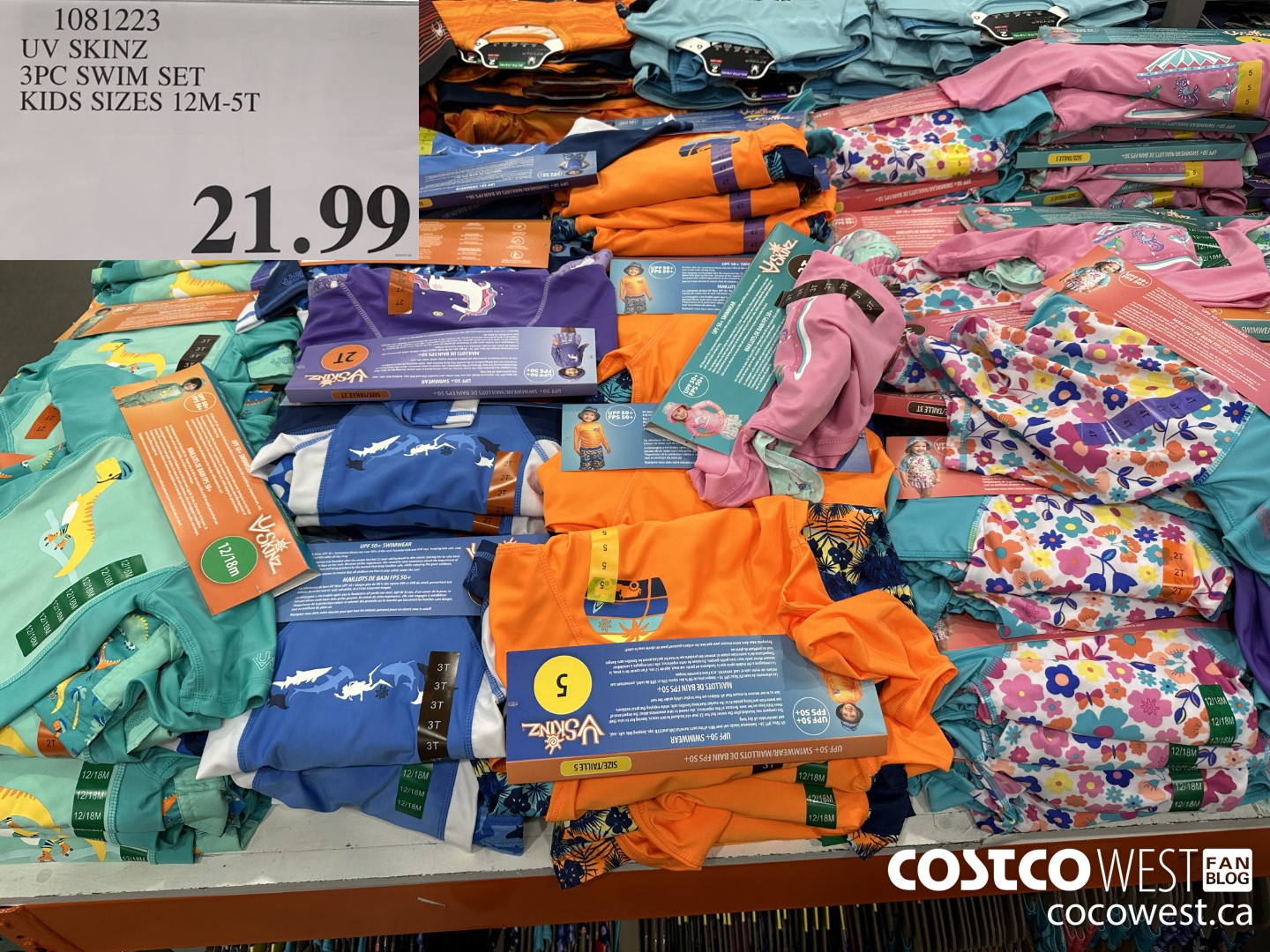 1081223 UV SKINZ 3PC SWIM SET KIDS SIZES 12M-5T $21.99