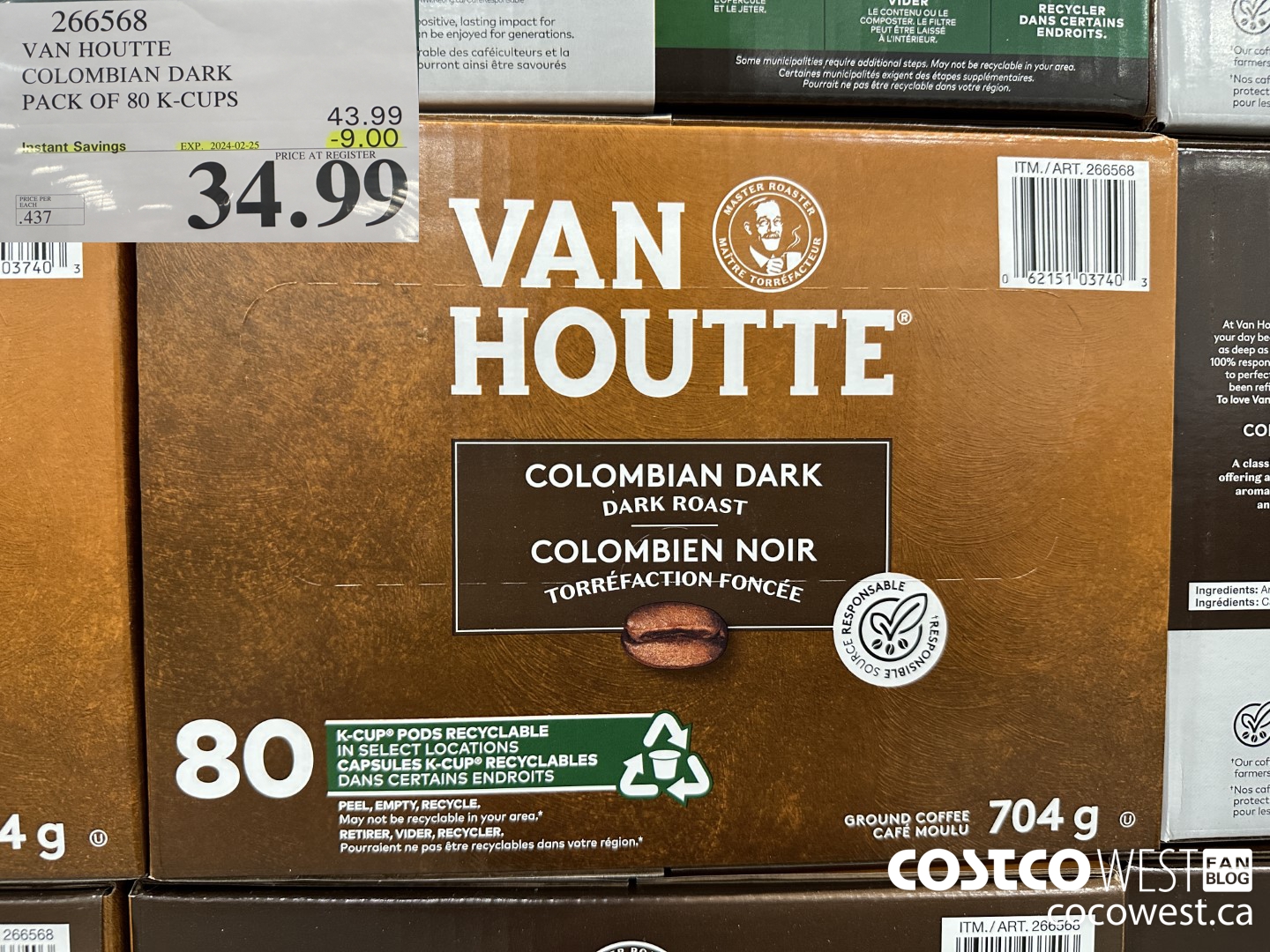 266568 VAN HOUTTE COLOMBIAN DARK K-CUPS 80 COUNT ($9.00 INSTANT SAVINGS EXPIRES ON 2024-02-25) $34.99