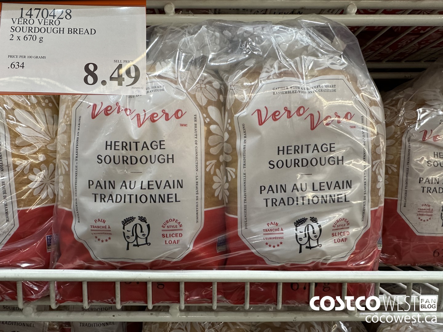 1470428 VERO VERO SOURDOUGH BREAD 2 x 670 g $8.49