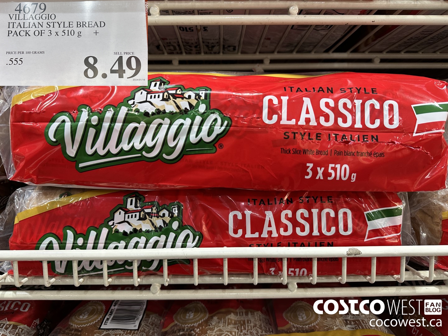 4679 VILLAGGIO ITALIAN STYLE BREAD PACK OF 3 X 510 G $8.49