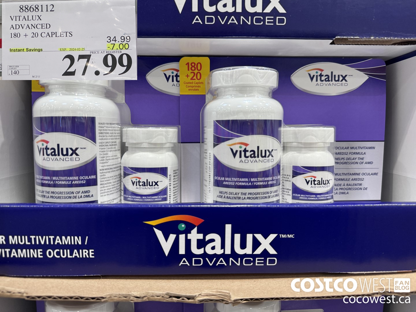 8868112 VITALUX ADVANCED 180 + 20 CAPLETS ($7.00 INSTANT SAVINGS EXPIRES ON 2024-02-25) $27.99