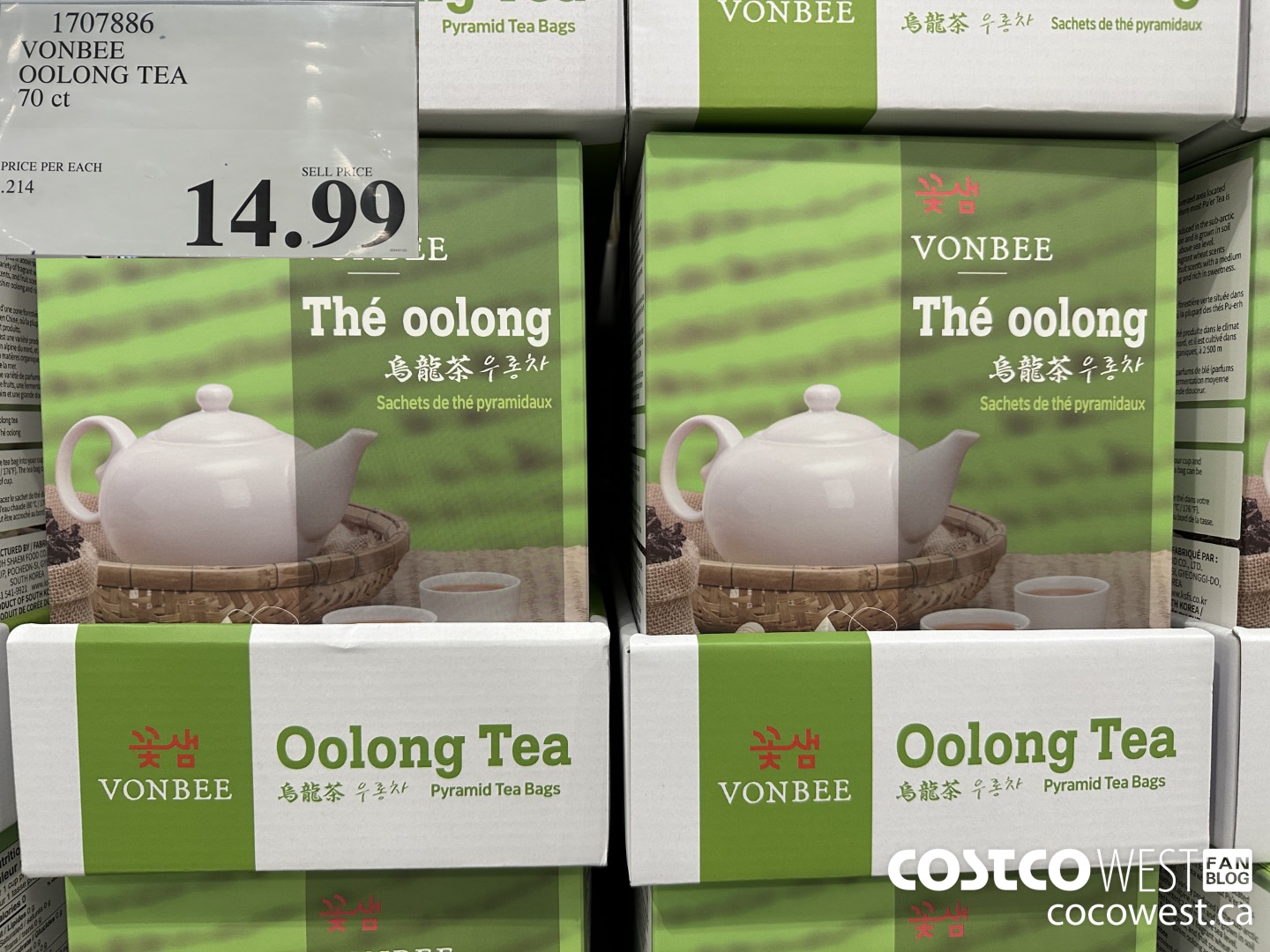 1707886 VONBEE OOLONG TEA 70 CT $14.99