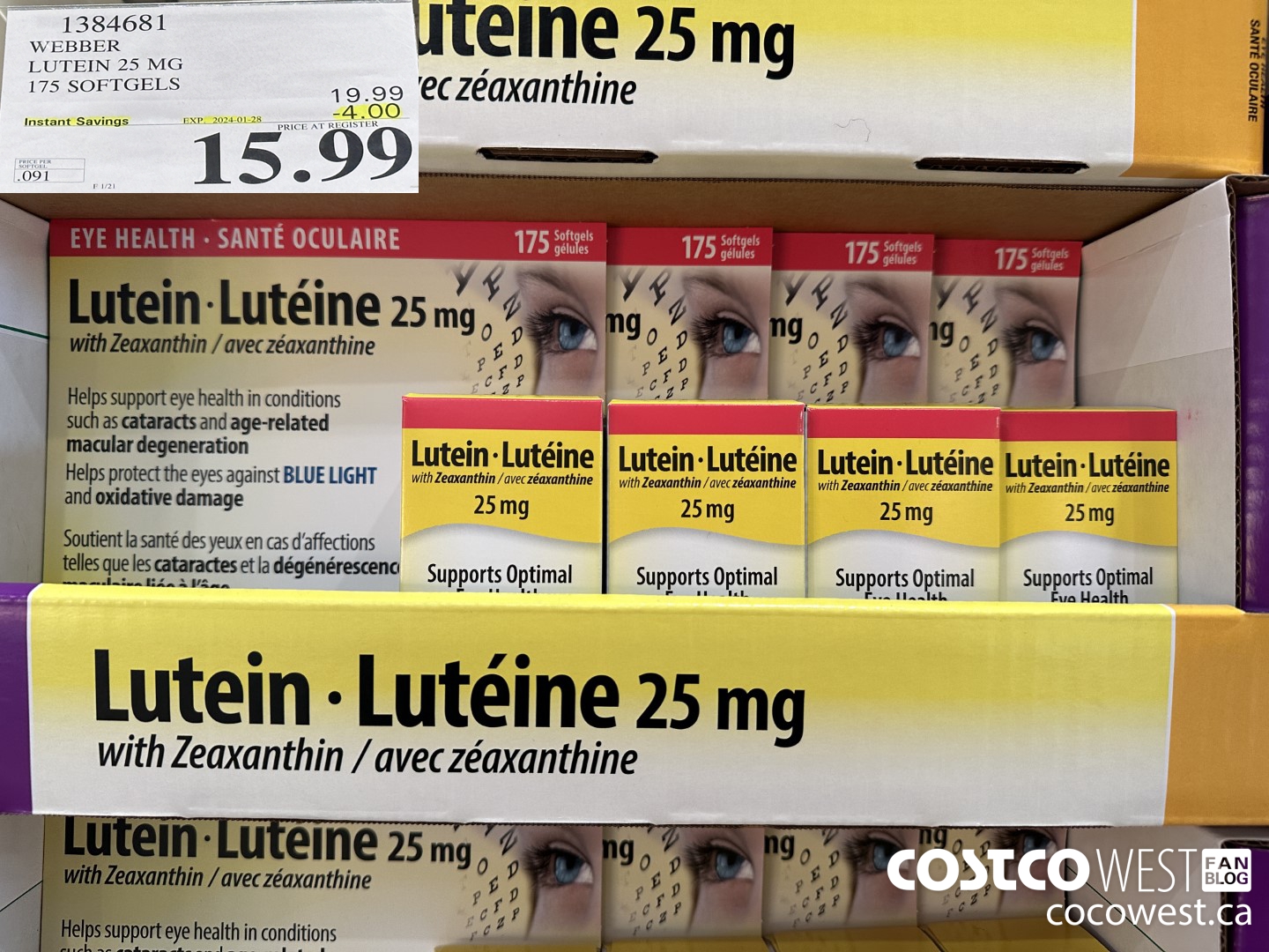 1384681 WEBBER LUTEIN 25 MG 175 SOFTGELS ($4.00 INSTANT SAVINGS EXPIRES ON 2024-01-28) $15.99