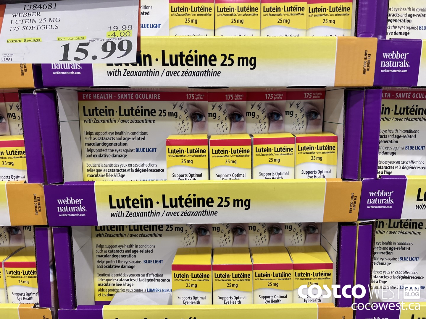 1384681 WEBBER LUTEIN 25 MG 175 SOFTGELS ($4.00 INSTANT SAVINGS EXPIRES ON 2024-01-28) $15.99