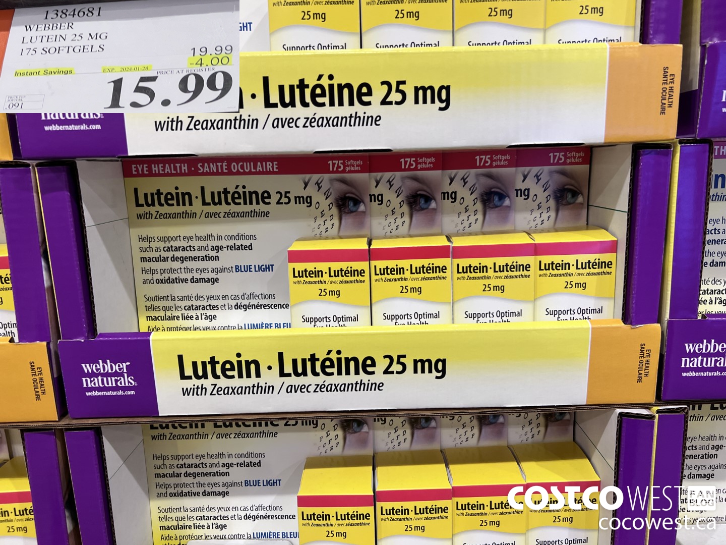 1384681 WEBBER LUTEIN 25 MG 175 SOFTGELS ($4.00 INSTANT SAVINGS EXPIRES ON 2024-01-28) $15.99