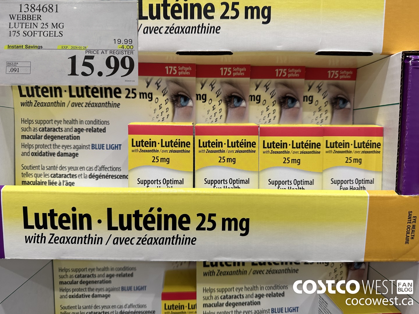 1384681 WEBBER LUTEIN 25 MG 175 SOFTGELS ($4.00 INSTANT SAVINGS EXPIRES ON 2024-01-28) $15.99