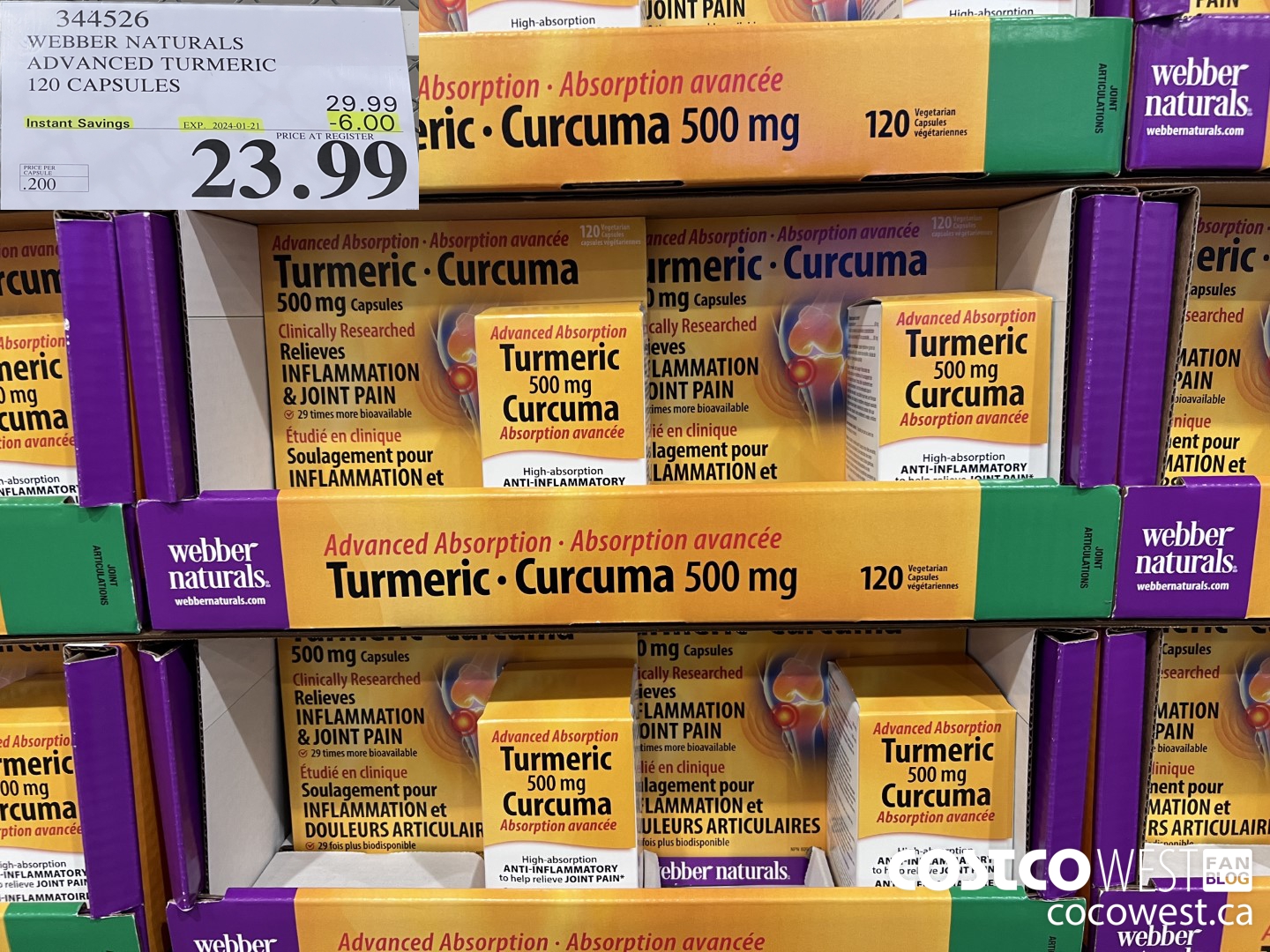 344526 WEBBER NATURALS ADVANCED TURMERIC 120 CAPSULES ($6.00 INSTANT SAVINGS EXPIRES ON 2024-01-21) $23.99