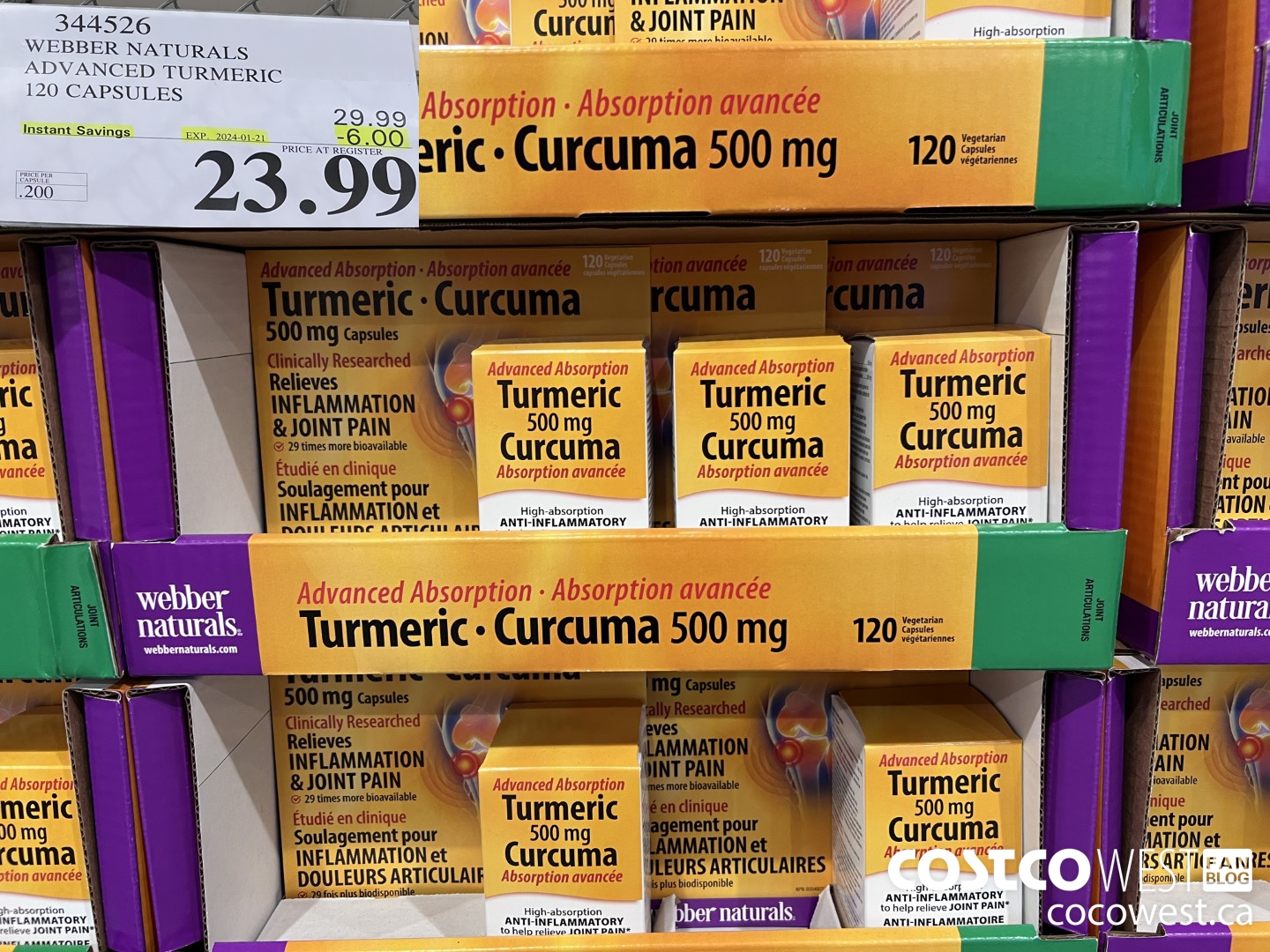 344526 WEBBER NATURALS ADVANCED TURMERIC 120 CAPSULES ($6.00 INSTANT SAVINGS EXPIRES ON 2024-01-21) $23.99