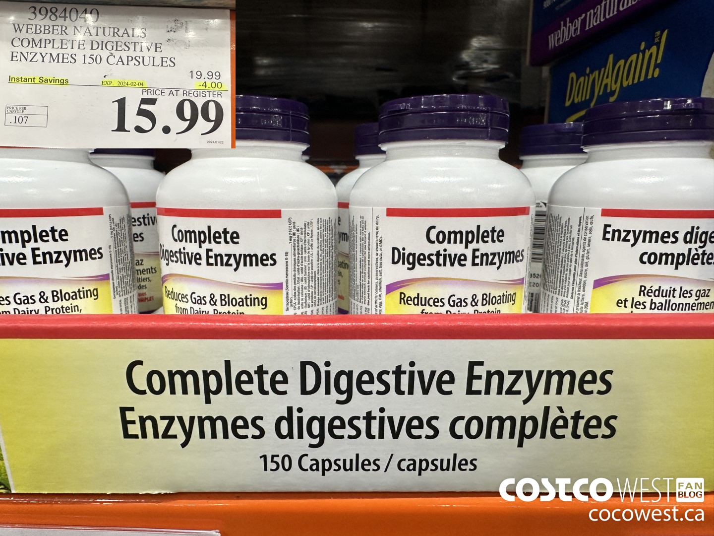 3984040 WEBBER NATURALS COMPLETE DIGESTIVE ENZYMES 150 CAPSULES ($4.00 INSTANT SAVINGS EXPIRES ON 2024-02-04) $15.99
