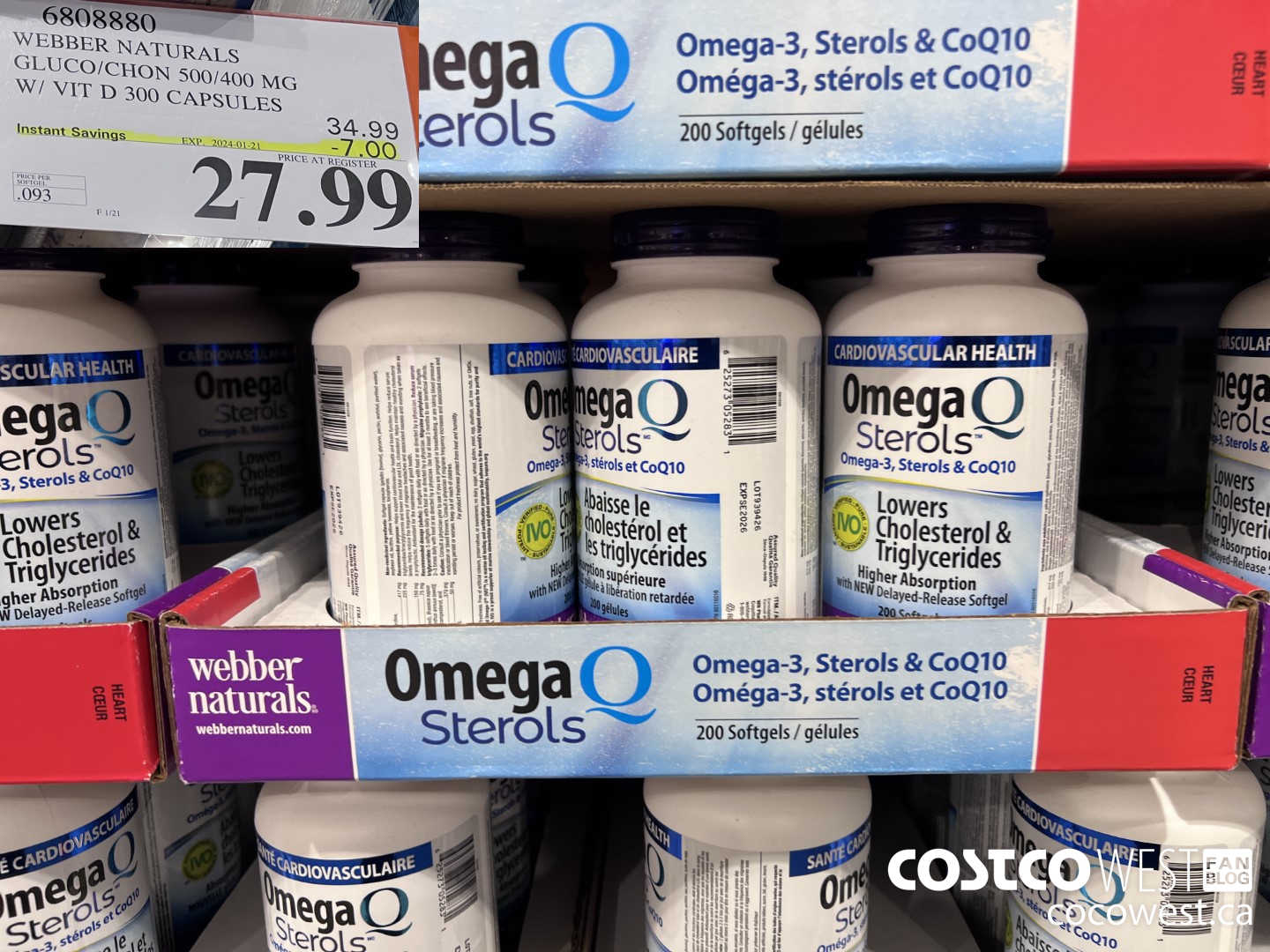 6808880 WEBBER NATURALS GLUCO/CHON 500/400 MG W/VIT D 300 CAPSULES ($7.00 INSTANT SAVINGS EXPIRES ON 2024-01-21) $27.99