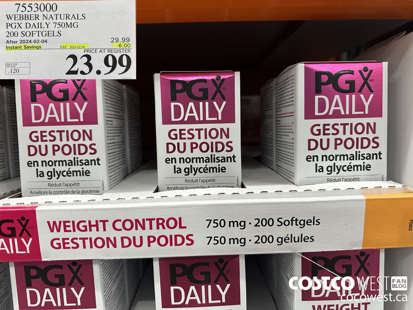 7553000 WEBBER NATURALS PGX DAILY 750MG 200 SOFTGELS ($6.00 INSTANT SAVINGS EXPIRES ON 2024-02-04) $23.99