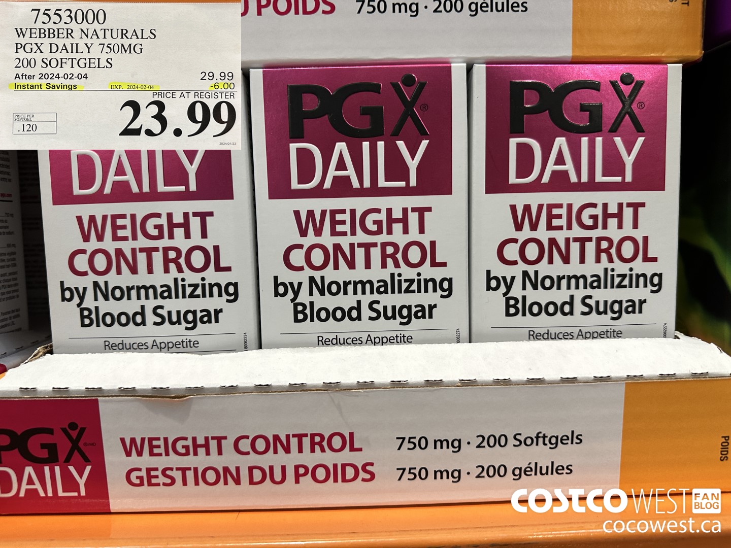 7553000 WEBBER NATURALS PGX DAILY 750MG 200 SOFTGELS ($6.00 INSTANT SAVINGS EXPIRES ON 2024-02-04) $23.99
