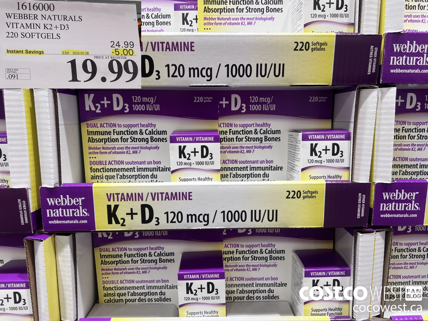 1616000 WEBBER NATURALS VITAMIN K2+D3 220 SOFTGELS ($5.00 INSTANT SAVINGS EXPIRES ON 2024-01-28) $19.99
