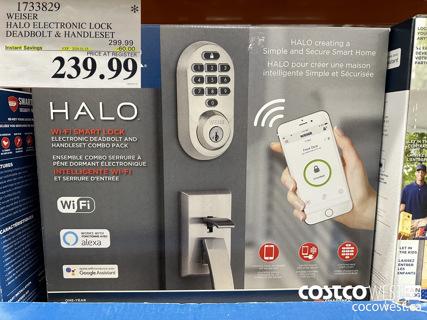 1733829 WEISER HALO ELECTRONIC LOCK DEADBOLT & HANDSET ($60.00 INSTANT SAVINGS EXPIRES ON 2023-11-15) $239.99
