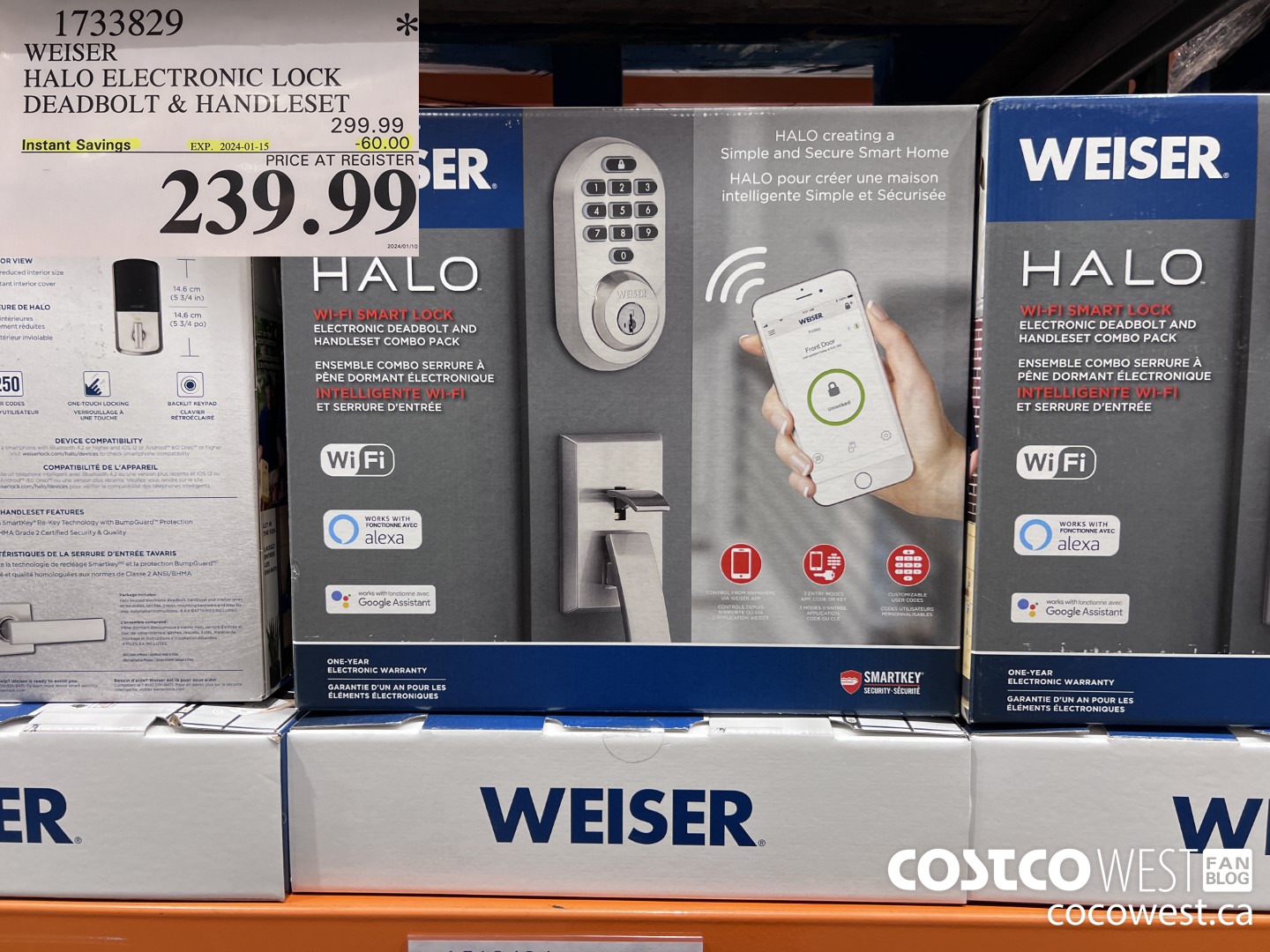 1733829 WEISER HALO ELECTRONIC LOCK DEADBOLT & HANDSET ($60.00 INSTANT SAVINGS EXPIRES ON 2024-01-15) $239.99