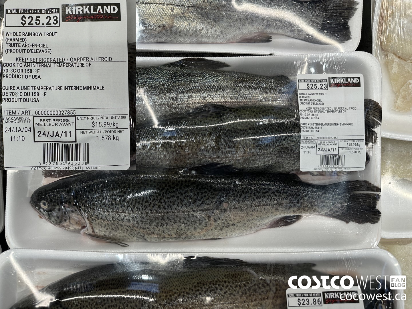 27855 WHOLE RAINBOW TROUT (FARMED) $15.99