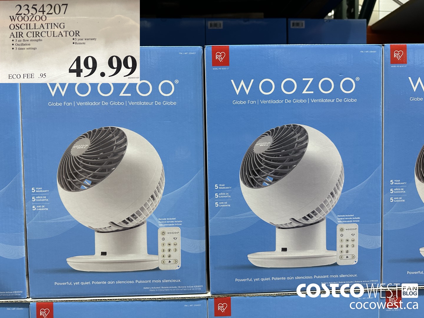 2354207 WOOZOO OSCILLATING AIR CIRCULATOR ($49.99 INSTANT SAVINGS) $49.99