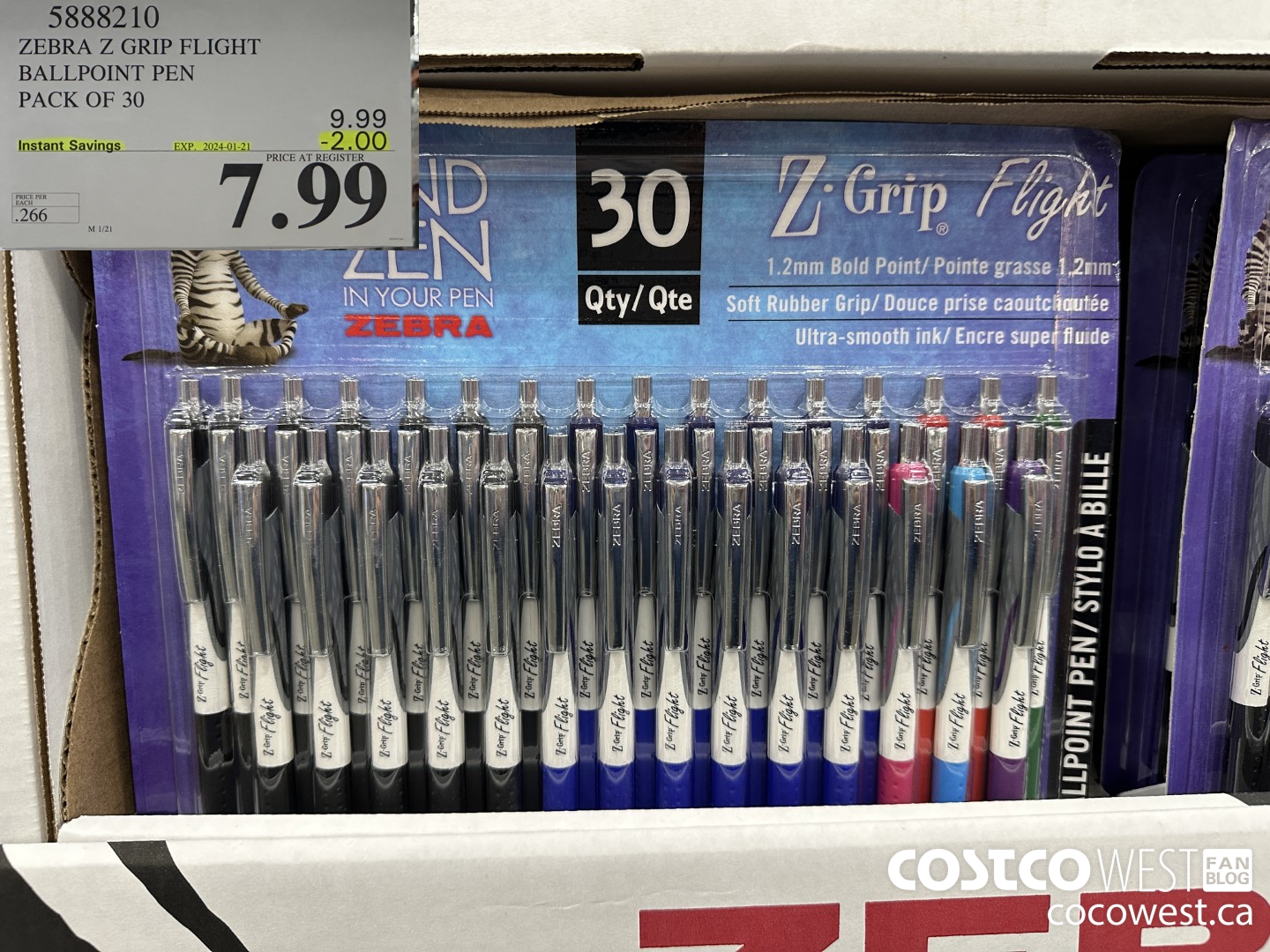 5888210 ZEBRA Z GRIP FLIGHT PENS PACK OF 30 ($2.00 INSTANT SAVINGS EXPIRES ON 2024-01-21) $7.99