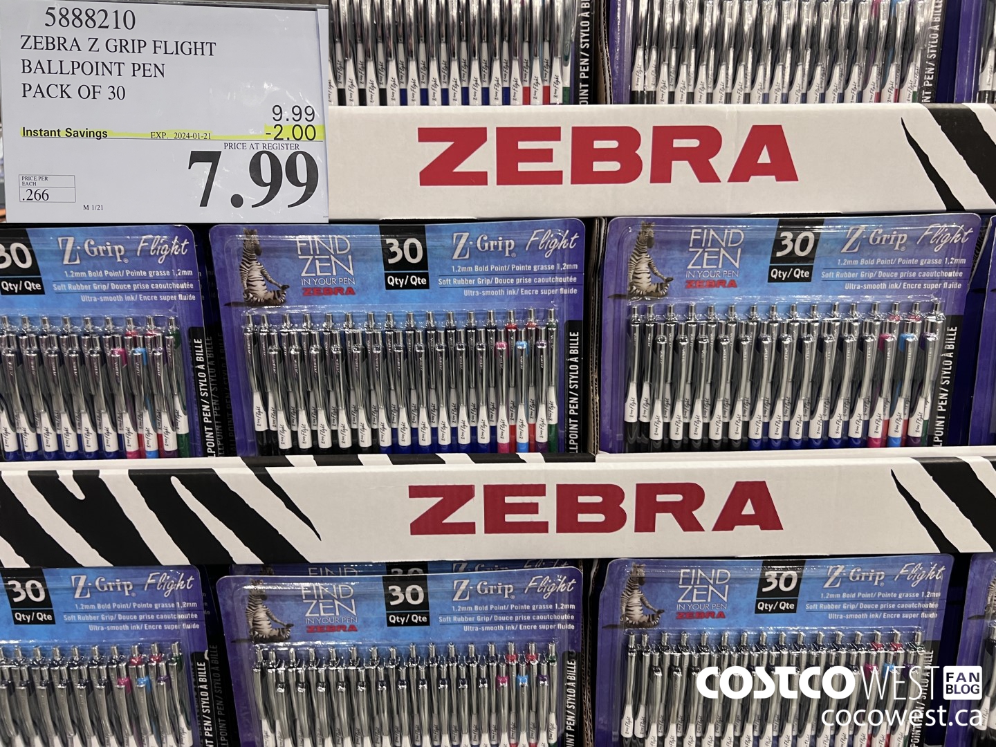5888210 ZEBRA Z GRIP FLIGHT PENS PACK OF 30 ($2.00 INSTANT SAVINGS EXPIRES ON 2024-01-21) $7.99