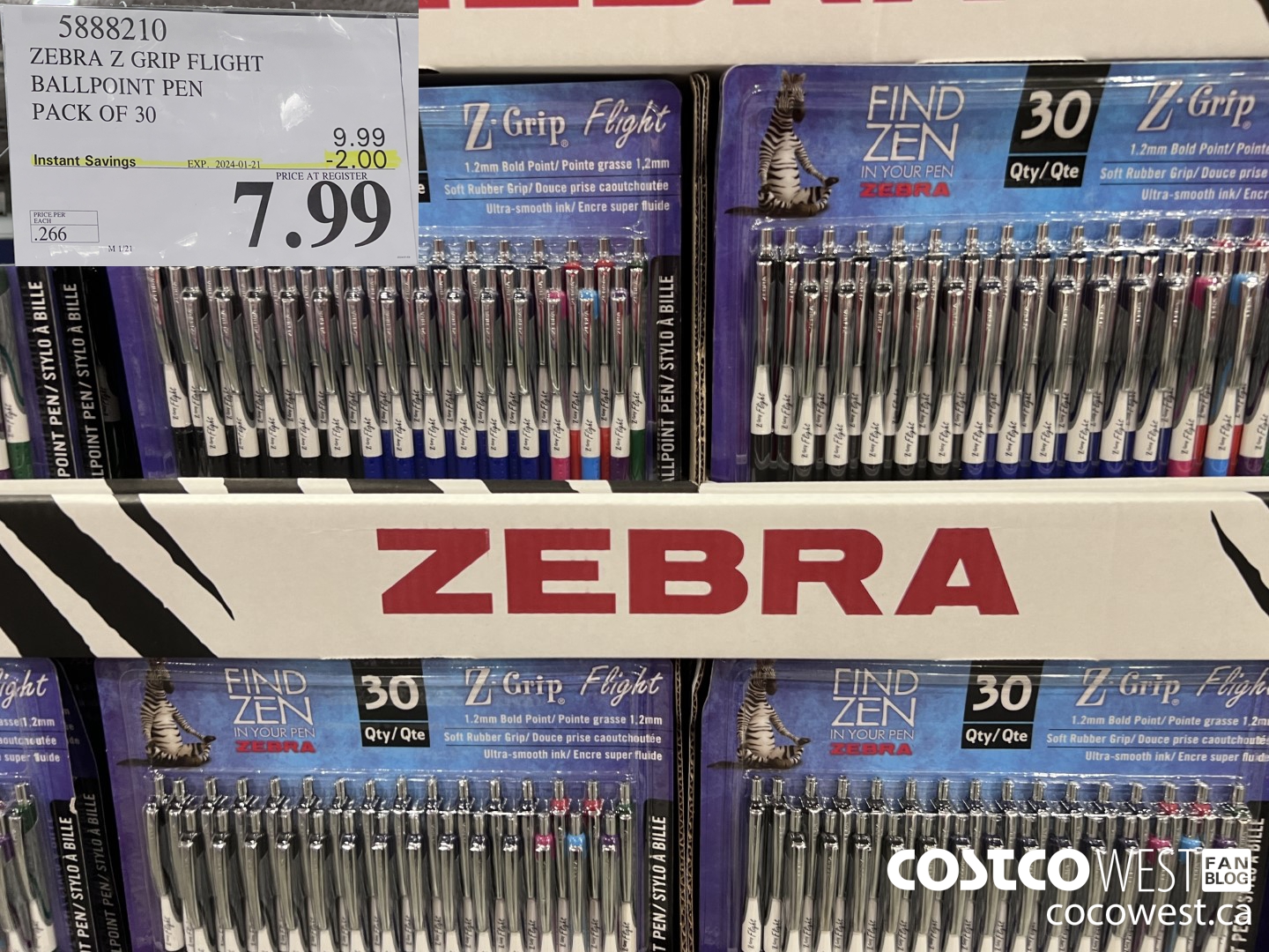 5888210 ZEBRA Z GRIP FLIGHT PENS PACK OF 30 ($2.00 INSTANT SAVINGS EXPIRES ON 2024-01-21) $7.99