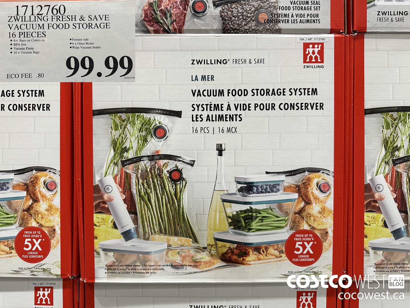 1712760 ZWILLING FRESH & SAVE VACUUM FOOD STORAGE 16 PIECES $99.99