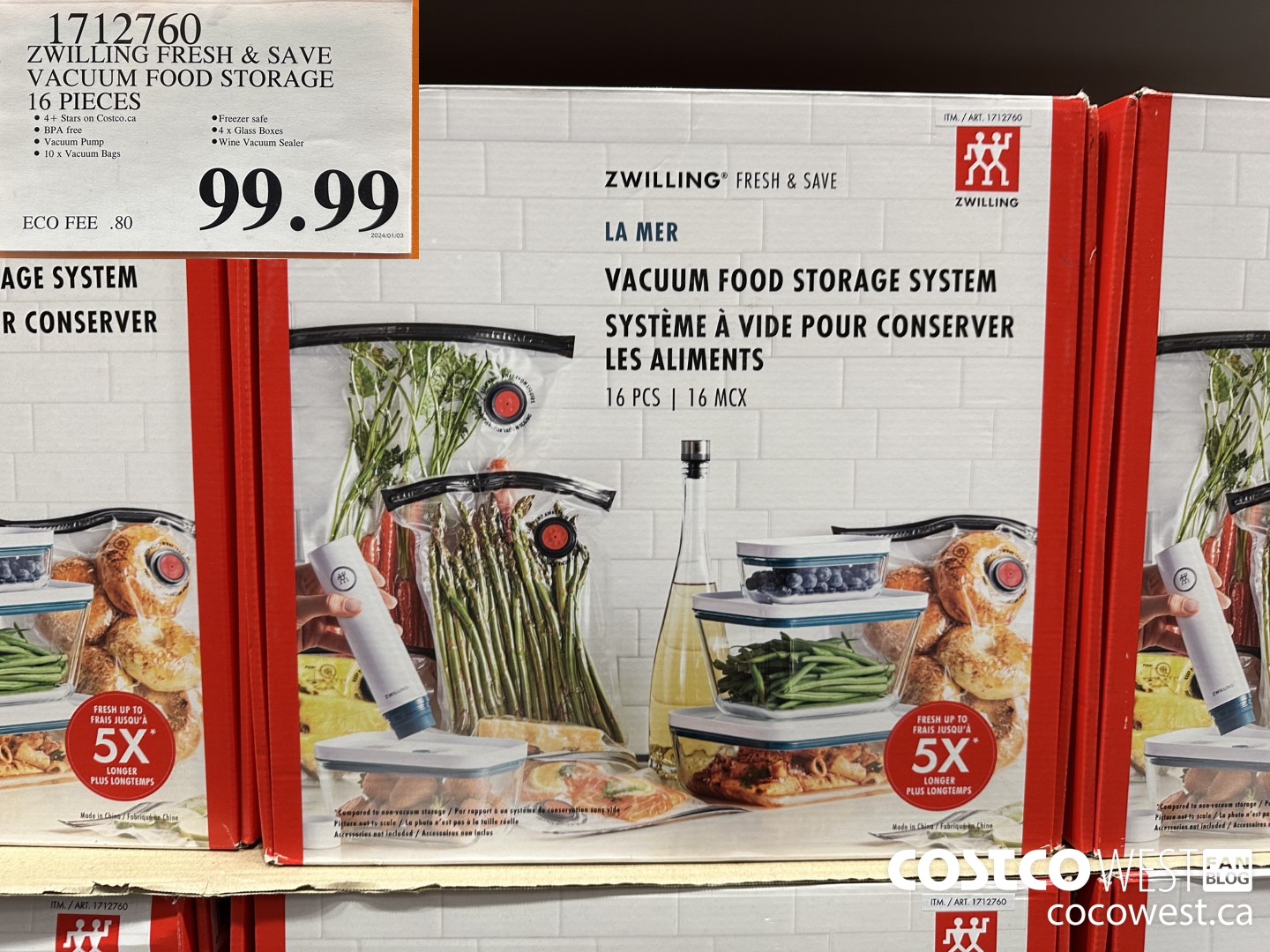 1712760 ZWILLING FRESH & SAVE VACUUM FOOD STORAGE 16 PIECES $99.99