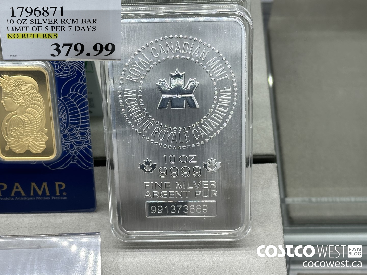 1796871 10 OZ SILVER RCM BAR LIMIT OF 5 PER 7 DAYS NO RETURNS $379.99