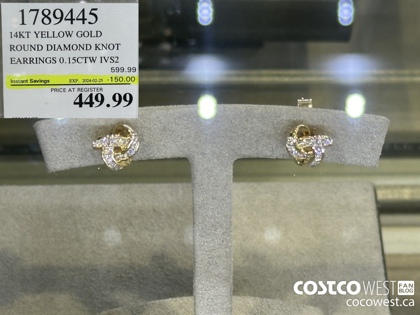 1789445 14KT YELLOW GOLD ROUND DIAMOND KNOT EARRINGS 0.15CTW IVS2 ($150.00 INSTANT SAVINGS EXPIRES ON 2024-02-25) $449.99