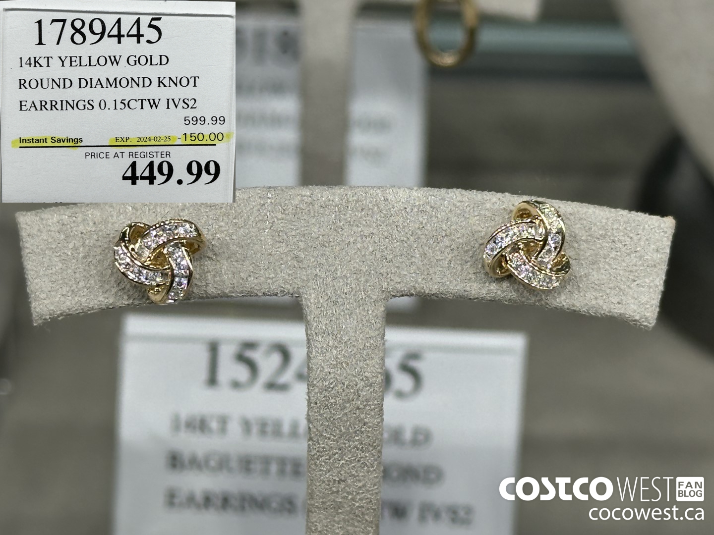 1789445 14KT YELLOW GOLD ROUND DIAMOND KNOT EARRINGS 0.15CTW IVS2 ($150.00 INSTANT SAVINGS EXPIRES ON 2024-02-25) $449.99