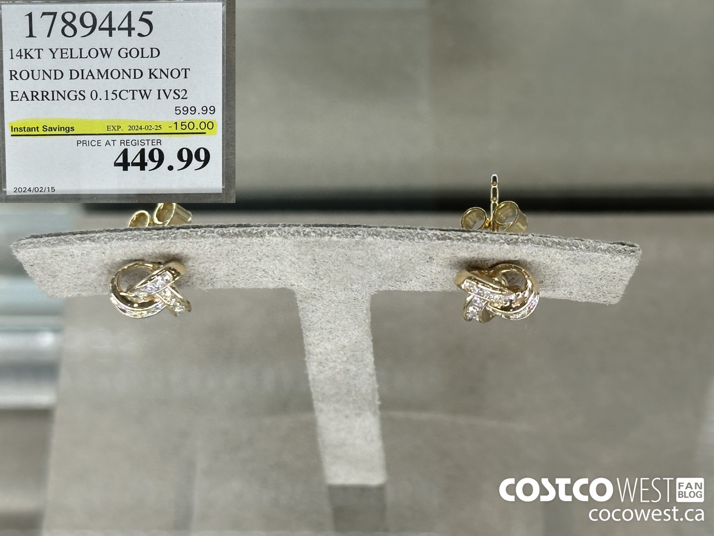 1789445 14KT YELLOW GOLD ROUND DIAMOND KNOT EARRINGS 0.15CTW IVS2 ($150.00 INSTANT SAVINGS EXPIRES ON 2024-02-25) $449.99