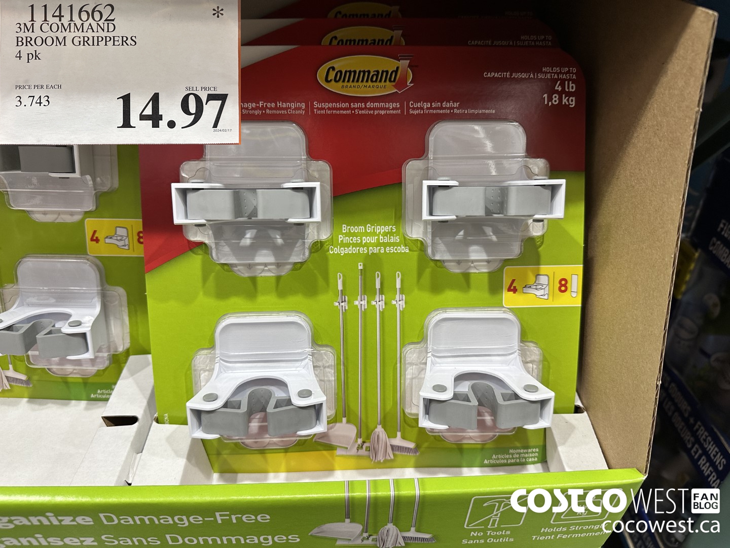 1141662 3M COMMAND BROOM GRIPPERS 4PK $14.97