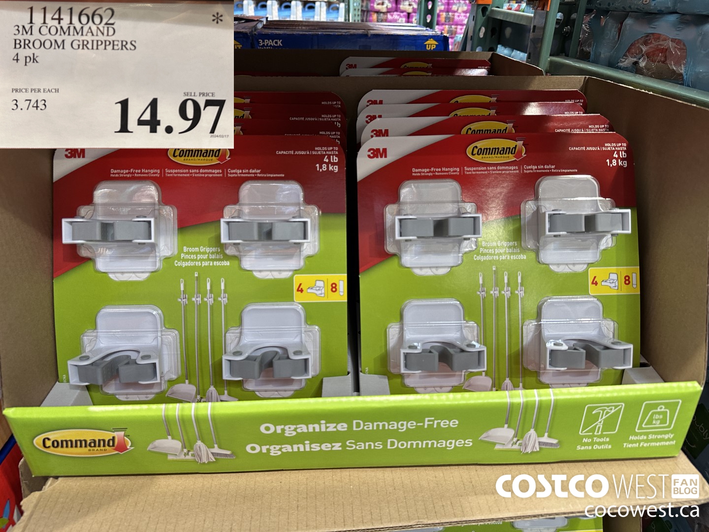1141662 3M COMMAND BROOM GRIPPERS 4PK $14.97