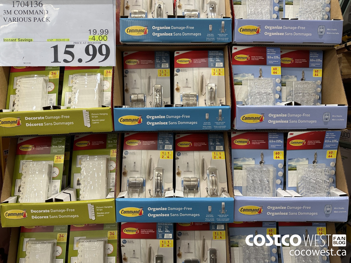 1704136 3M COMMAND VARIOUS PACK ($4.00 INSTANT SAVINGS EXPIRES ON 2024-02-18) $15.99